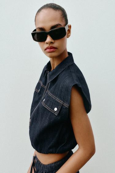 Z1975 DENIM BALLOON WAISTCOAT - Blue by Zara