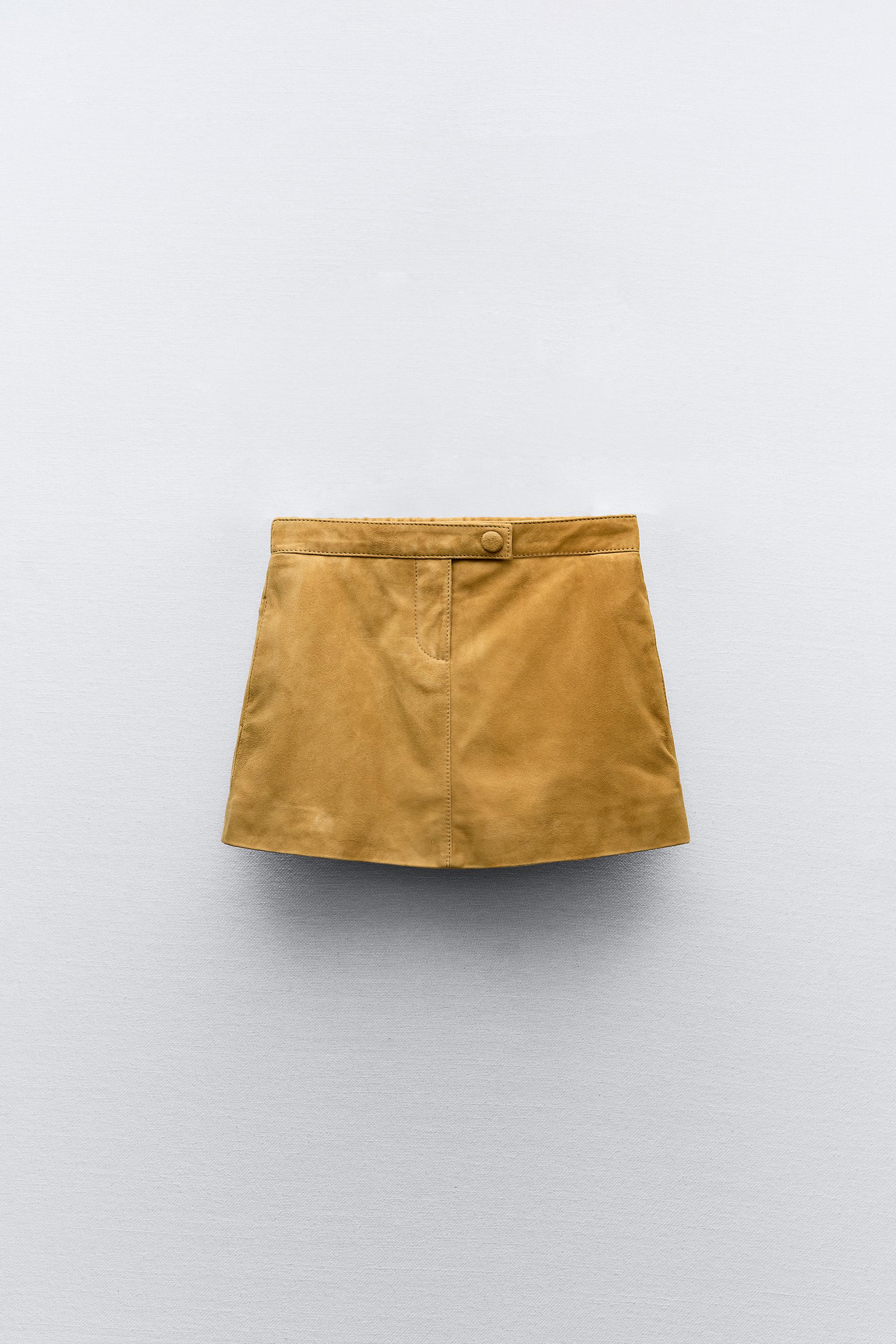 Mustard suede mini skirt best sale