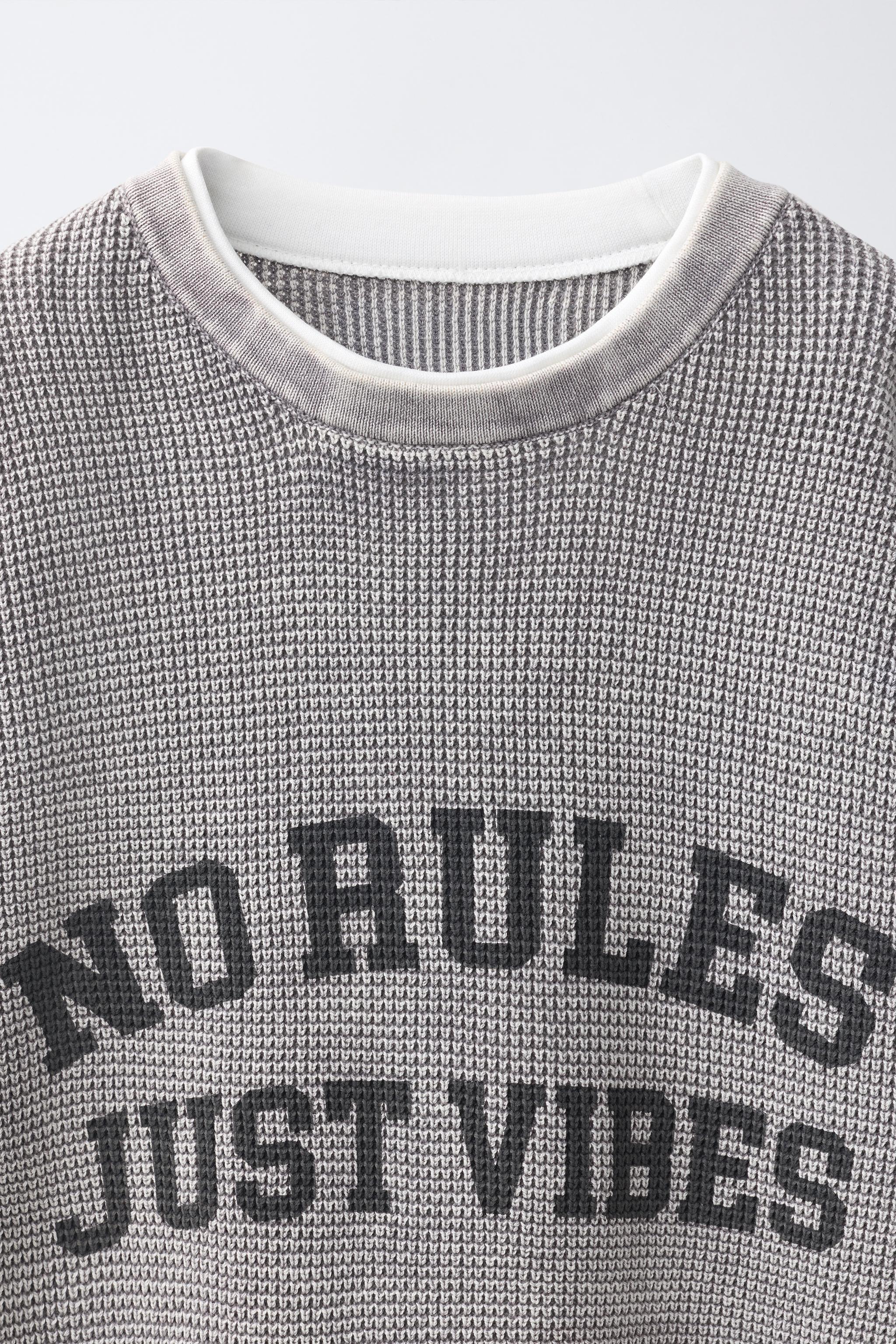 Детские футболки Zara DOUBLE TEXTURE LONG SLEEVE T-SHIRT — фото 3