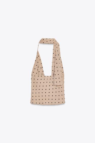 TOP HALTER LUNARES FOULARD - Beige / Tostado de Zara