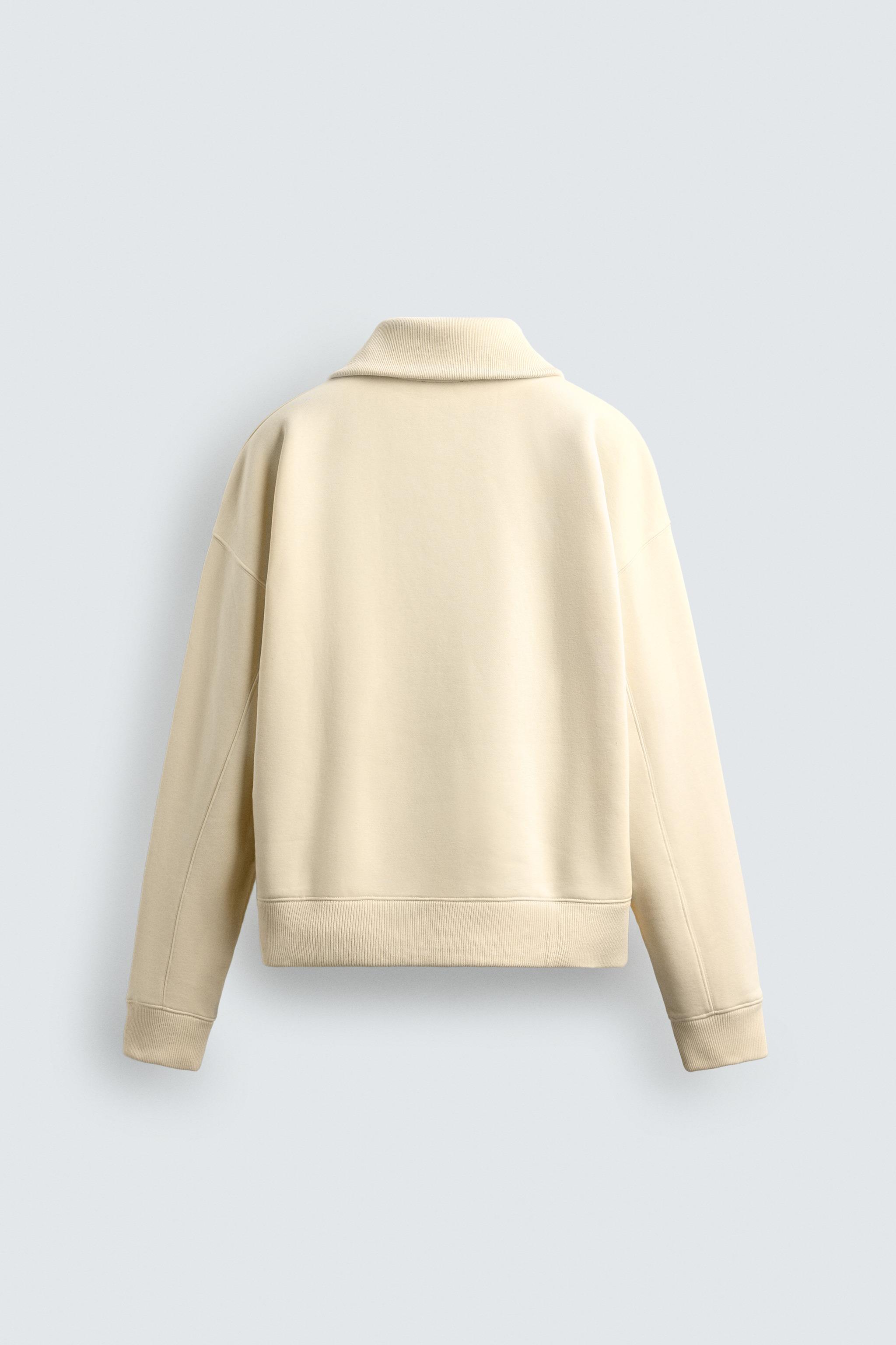 RIB ZIP-UP SWEATSHIRT - Oyster-white | ZARA India