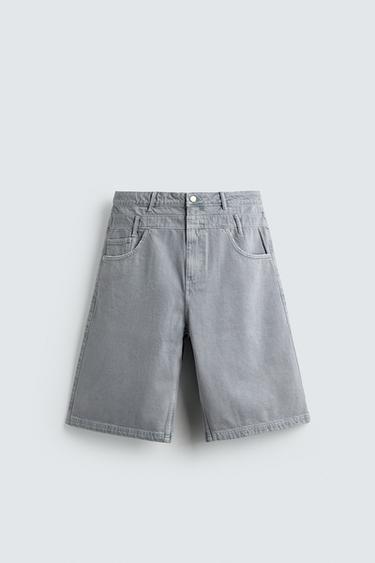 OVERLAY WAIST DENIM BERMUDA SHORTS - Faded blue by Zara - Image 6