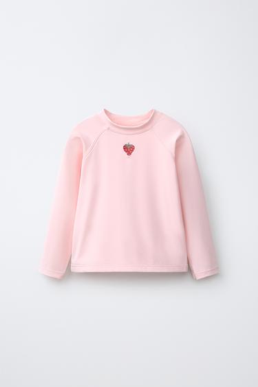 1-6 AÑOS/ CAMISETA BAÑO FRESA BORDADA PROTECCIÓN SOLAR - Rosa de Zara