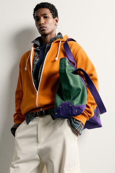SWEAT WAFFLE À CAPUCHE ET ZIP - Orange de Zara - Image 5