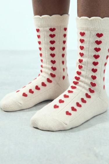 3-PACK OF STRIPED AND HEART SOCKS - Red by Zara