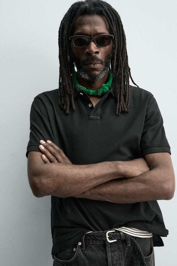 ZARA WASHED PIQUÉ POLO SHIRT AARON LEVINE X ZARA