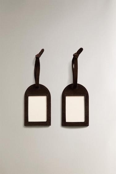 IDENTIFICATEURS CUIR GRANDS (LOT DE 2) - Marron foncé de Zara