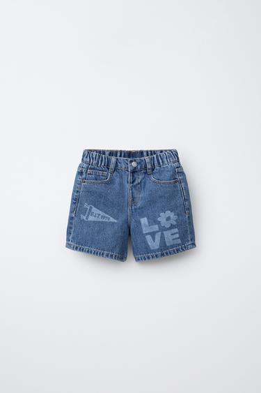 BERMUDA EN JEAN IMPRIMÉE - Bleu moyen de Zara