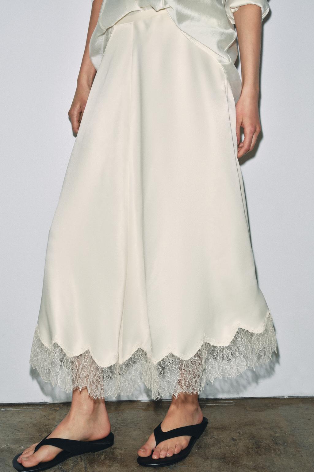 SATIN EFFECT LACE SKIRT ZW COLLECTION