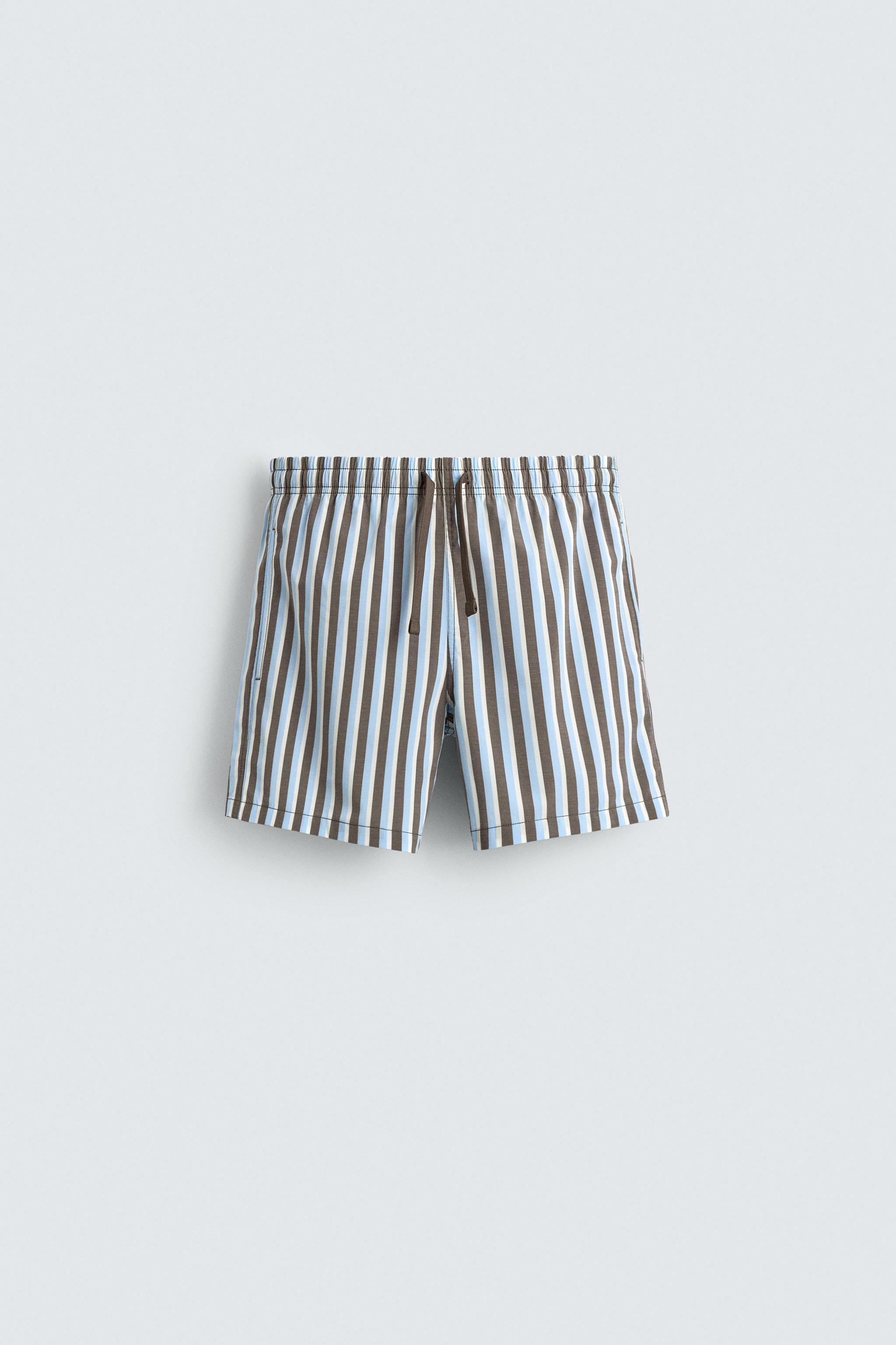 MAILLOT DE BAIN MI-LONG À RAYURES