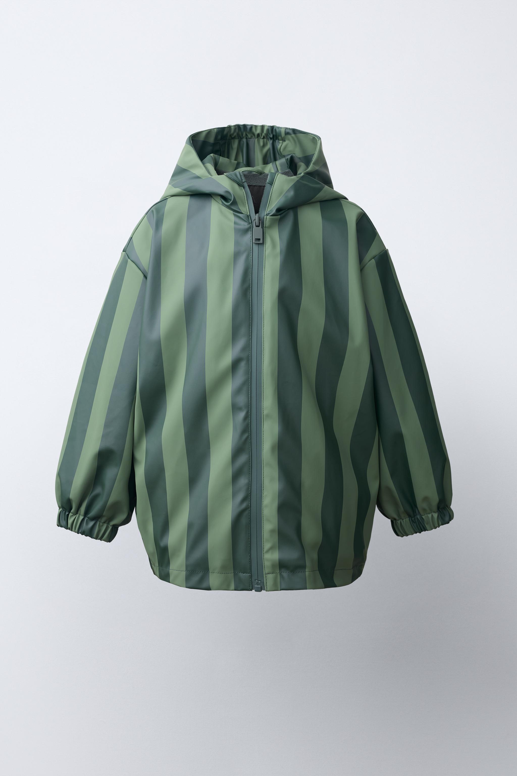 WATER RESISTANT ストライプ ラバーフィニッシュ レインコート