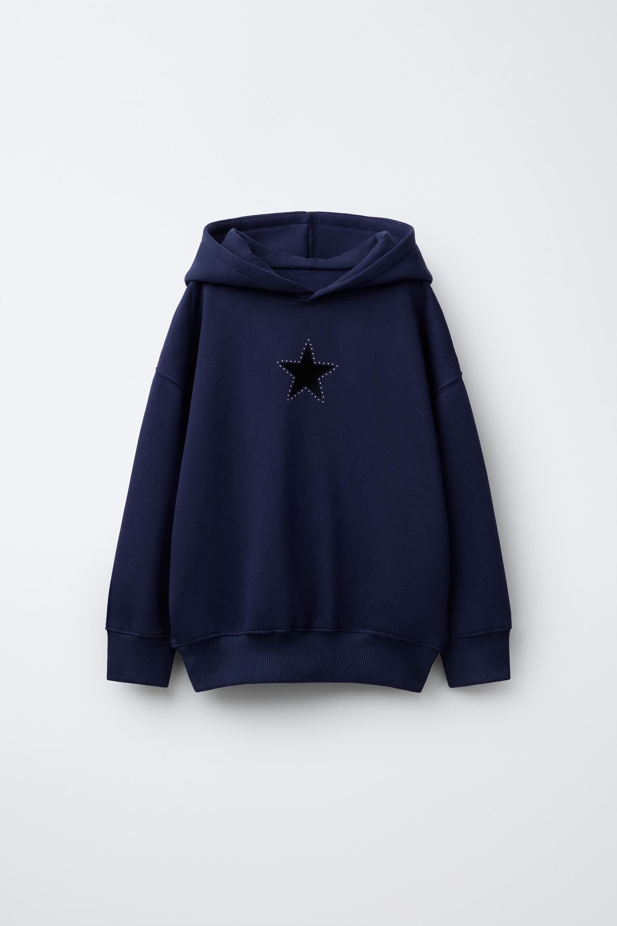 HOODIE WITH STAR STUDS - Blue | ZARA United States