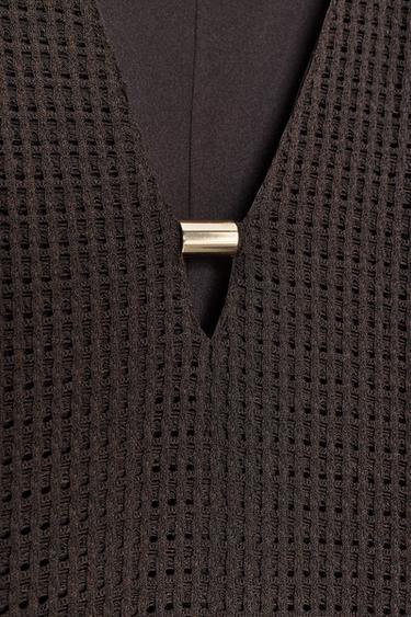 HARDWARE CROCHET MIDI DRESS - Brown by Zara - Image 8