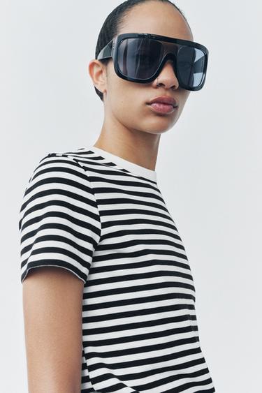 CAMISETA INTERLOCK MANGA CORTA - rayas de Zara - Imagen 0