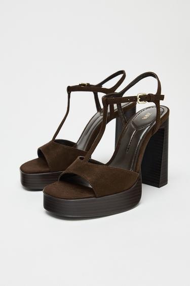 SANDALES À TALONS AVEC BRIDES - Marron de Zara - Image 3