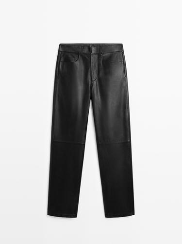 Zara Nappa leather five-pocket trousers - Black