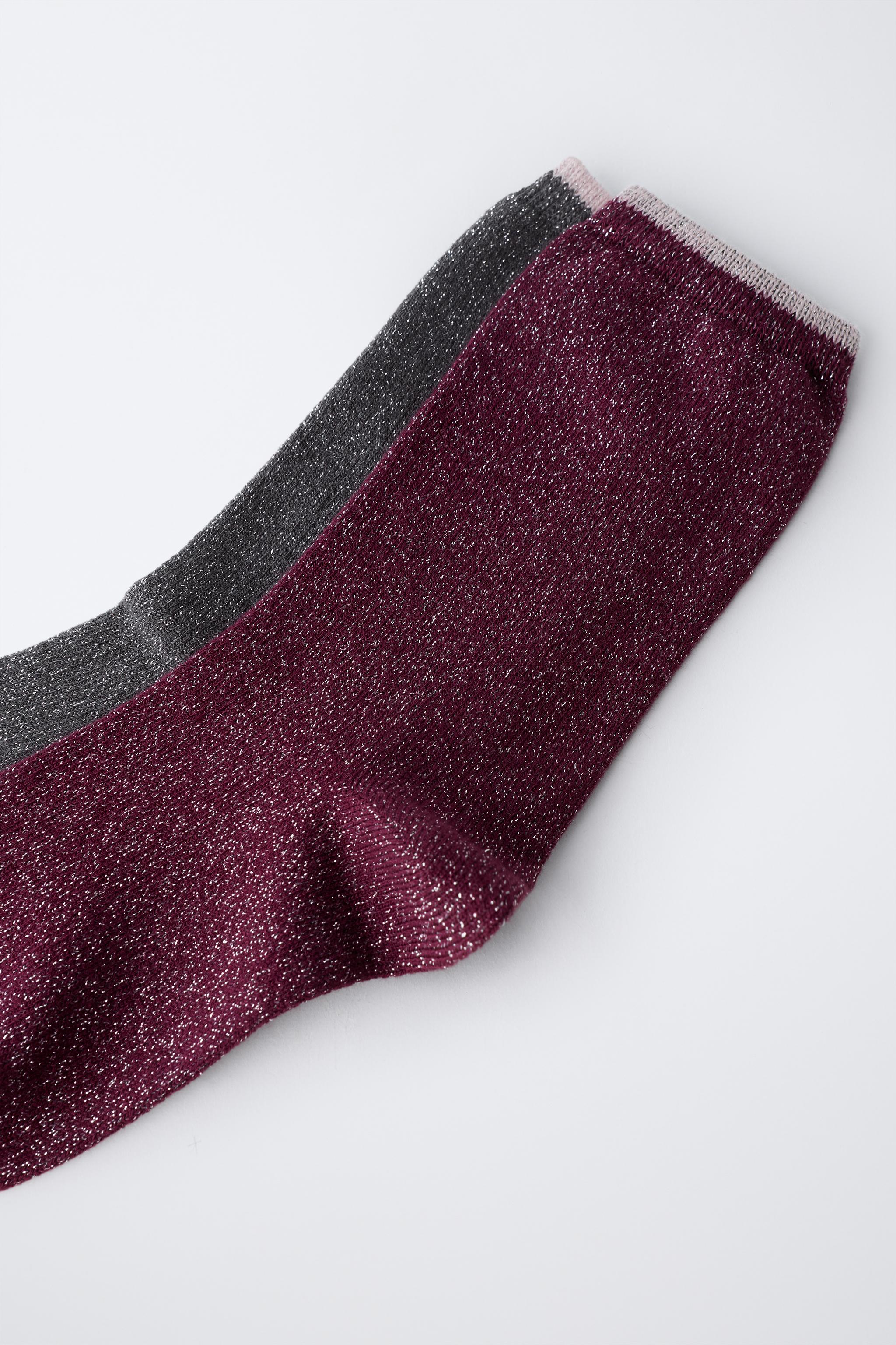 LOT DE DEUX PAIRES CHAUSSETTES LONGUES BRILLANTES