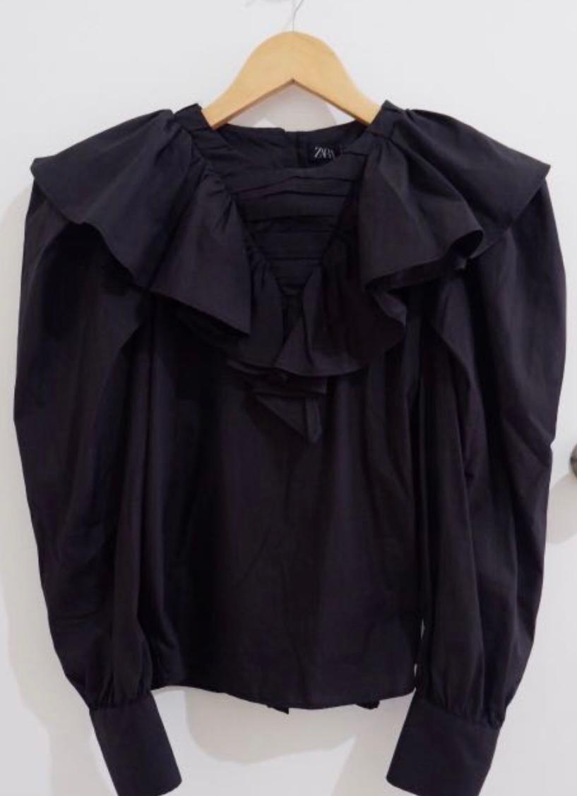 RUFFLED POPLIN SHIRT