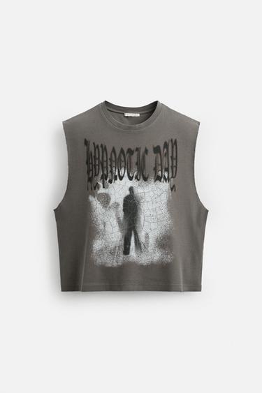 Zara COMBINATION PRINTED TANK TOP - Anthracite grey - Image 0