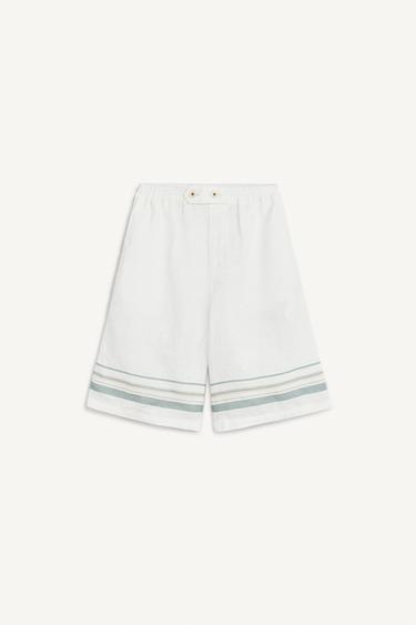Zara STRP SHRT ST - Ecru / Green