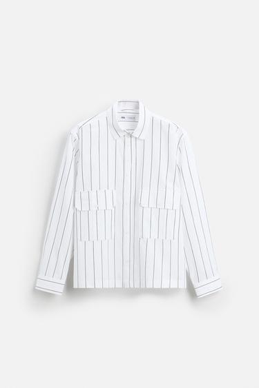 CAMISA RAYAS BOLSILLOS - Blanco de Zara