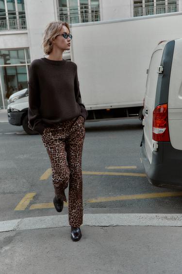 ANIMAL PRINT FLARE TROUSERS - Leopard by Zara - Image 4