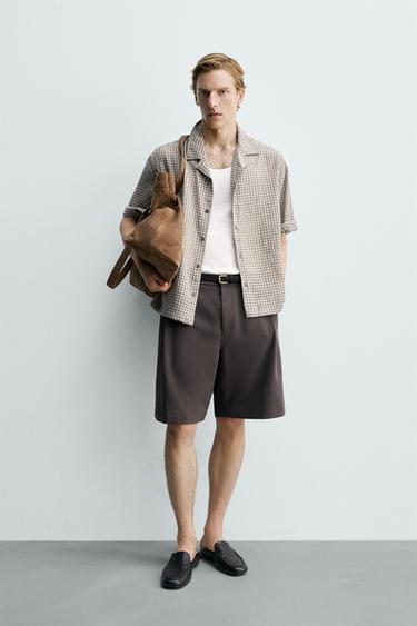 CAMISA RELAXED FIT JACQUARD CUADROS - Verde de Zara - Imagen 0