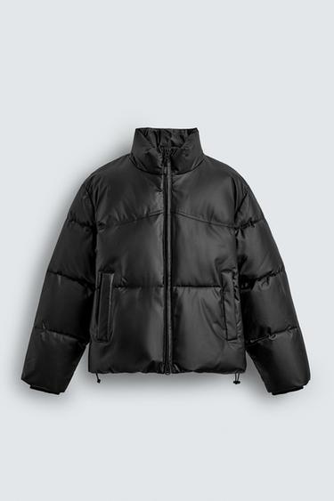LEATHER EFFECT QUILTED JACKET - Black by Zara
