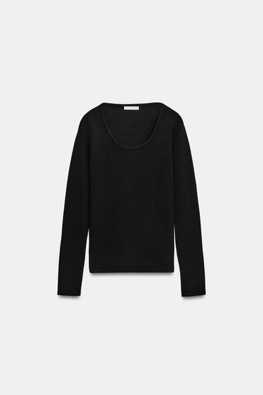 RIB CREW NECK T-SHIRT - Black by Zara - Image 0