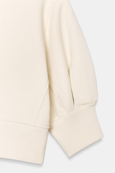 CROPPED VOLUME SWEATSHIRT - Ecru by Zara - Image 5