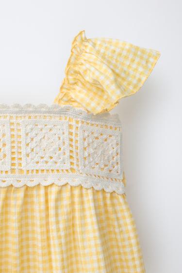 CROCHET GINGHAM DRESS - Yellow by Zara - Image 2
