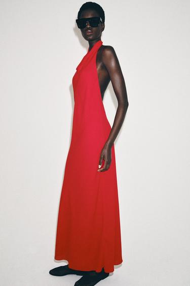 ROBE HALTER ZW COLLECTION - Rouge clair de Zara - Image 4