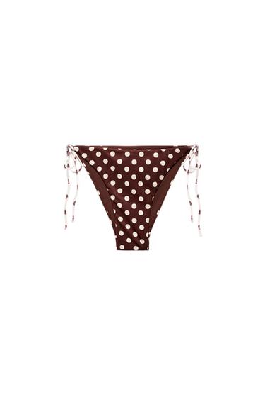 POLKA DOT PRINT BIKINI BOTTOMS - Brown by Zara