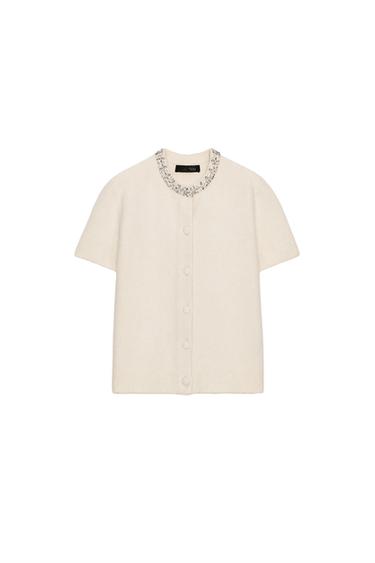 WOOL BLEND JACKET WITH JEWEL NECK - Ecru by Zara