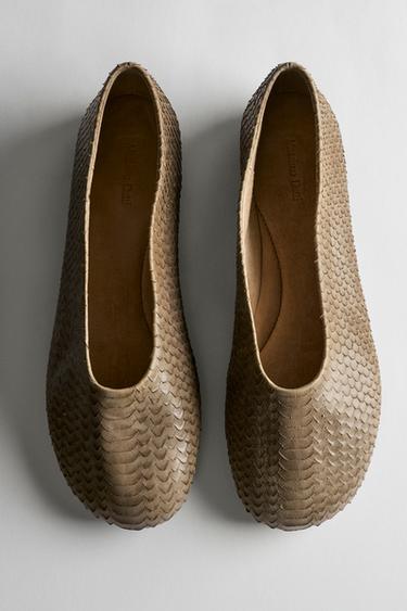 Zara Round toe leather ballerinas - Snake - Image 0