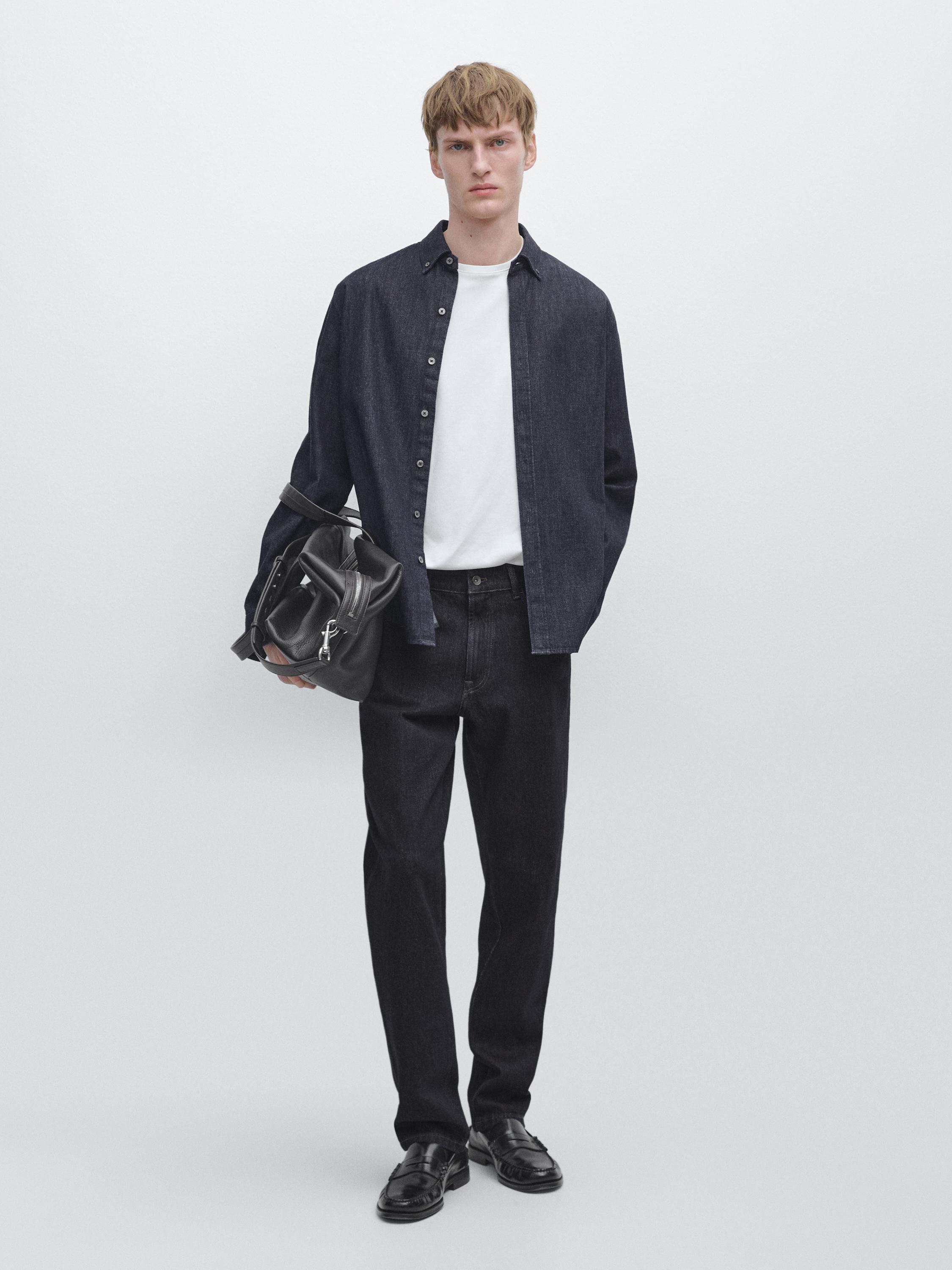Rinse wash tapered fit jeans