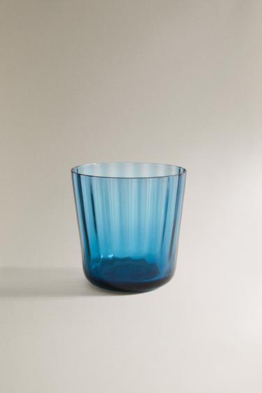 VASO VIDRIO LÍNEAS - Azul de Zara