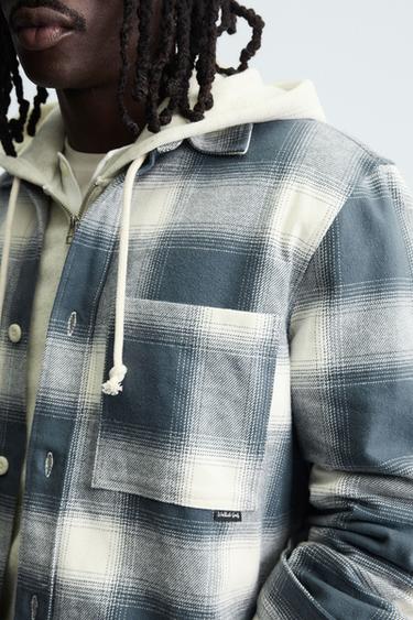 CHEMISE À CARREAUX EN FLANELLE - Bleu / Blanc de Zara - Image 5
