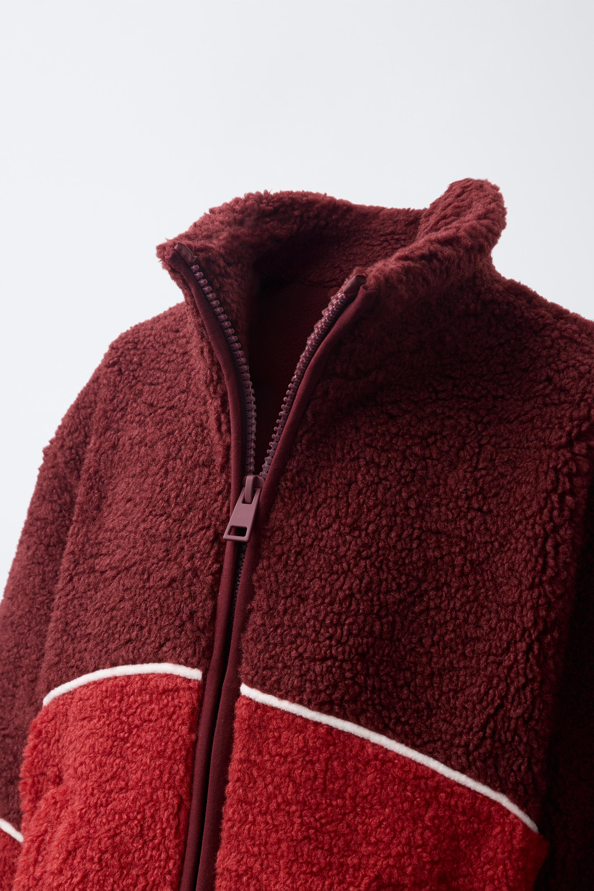 Детские куртки Zara CONTRAST TRIM FAUX SHEARLING JACKET — фото 6