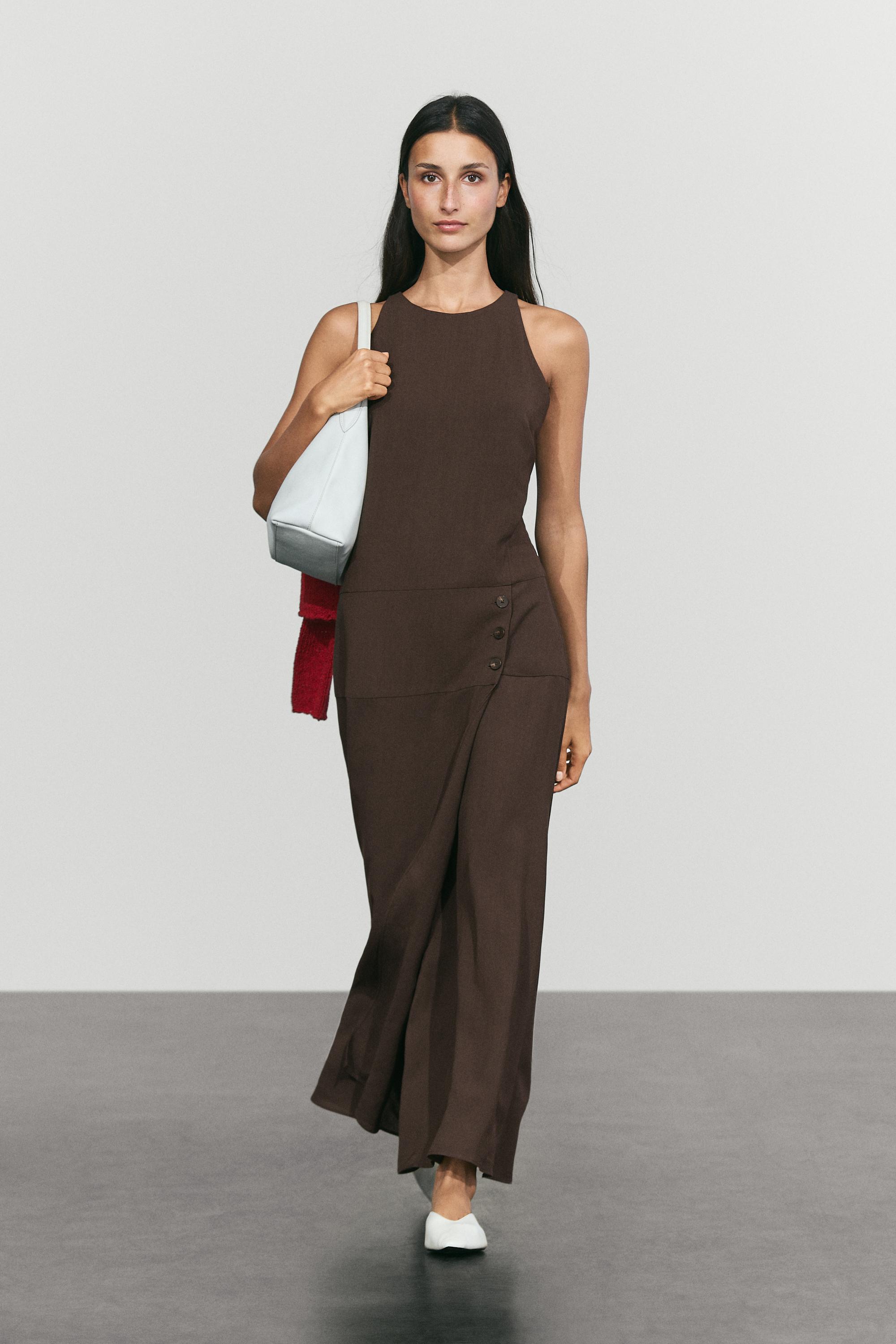 Midi dress with side button detail