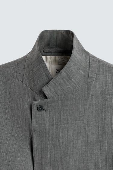 TEXTURED STRIPED SUIT BLAZER - Grey by Zara - Image 8