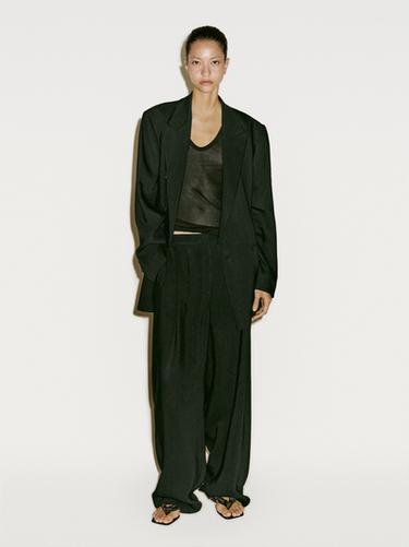 Zara Linen blend darted suit trousers - Limited Edition - Black - Image 0