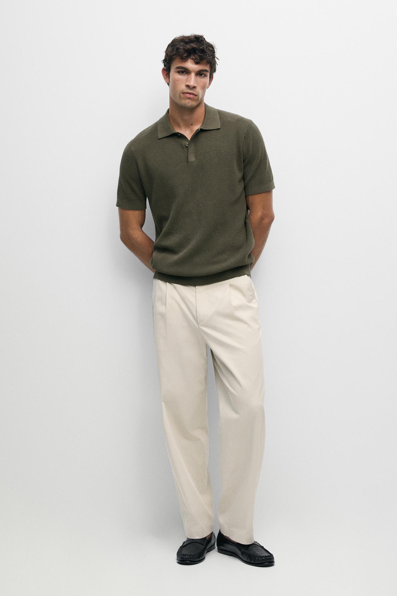 100% cotton short sleeve polo shirt — Mid khaki