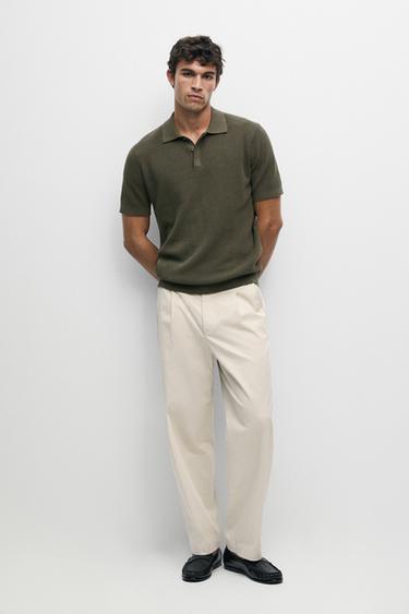 100% cotton short sleeve polo shirt — Mid khaki 1