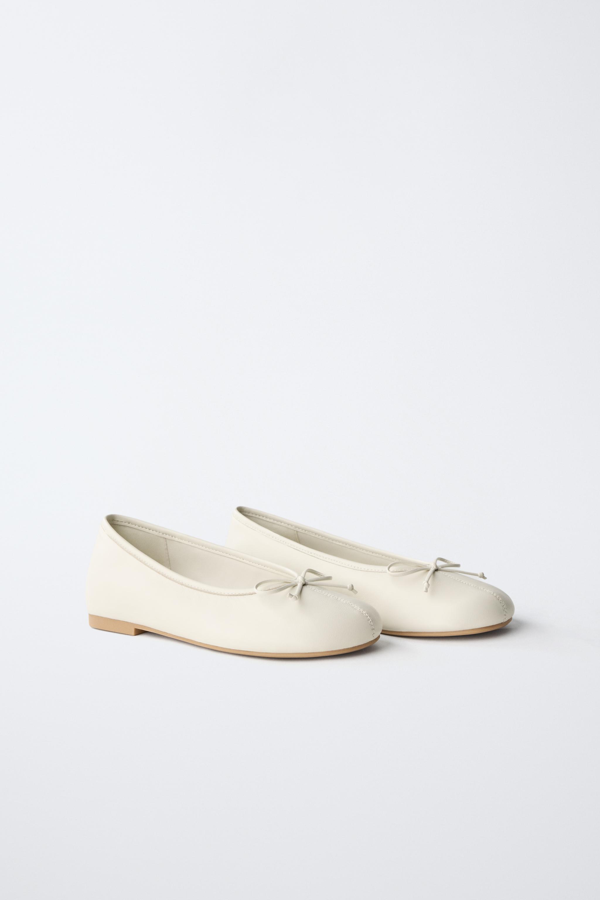 レザーバレエシューズ - ホワイト | ZARA Japan / 日本