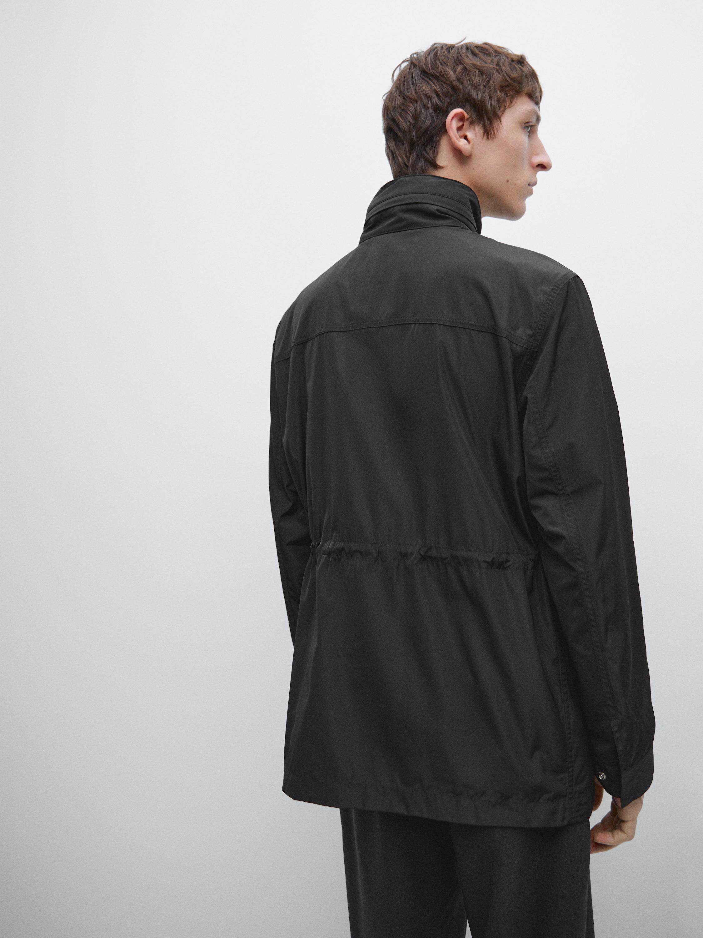 Parka à capuche détail tissu
