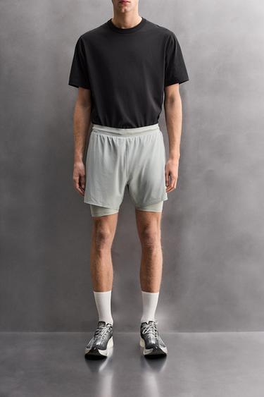 2-IN-1 RUNNING SHORTS - Pearl grey by Zara
