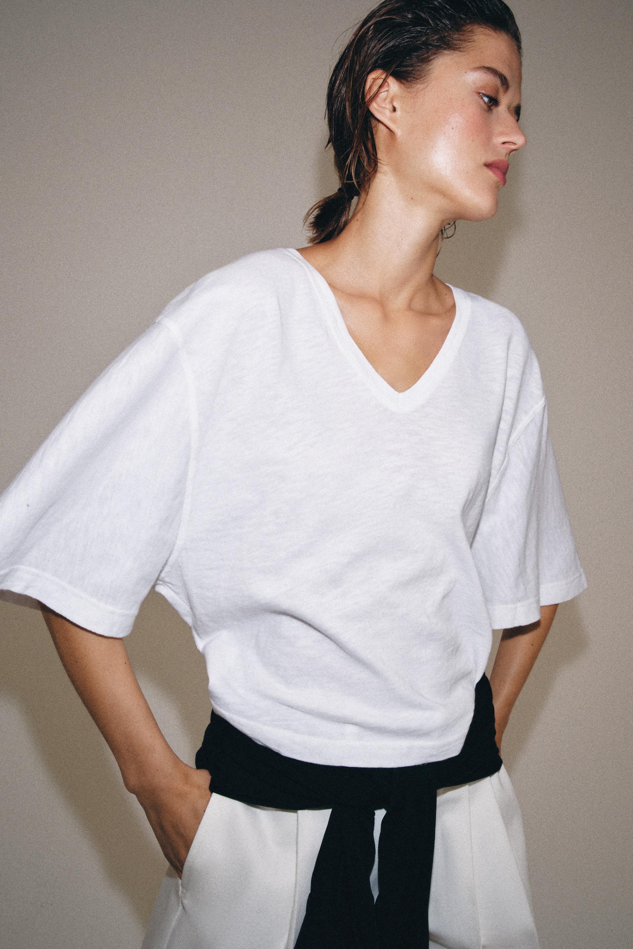 Zara V YAKA T-SHIRT görsel 6