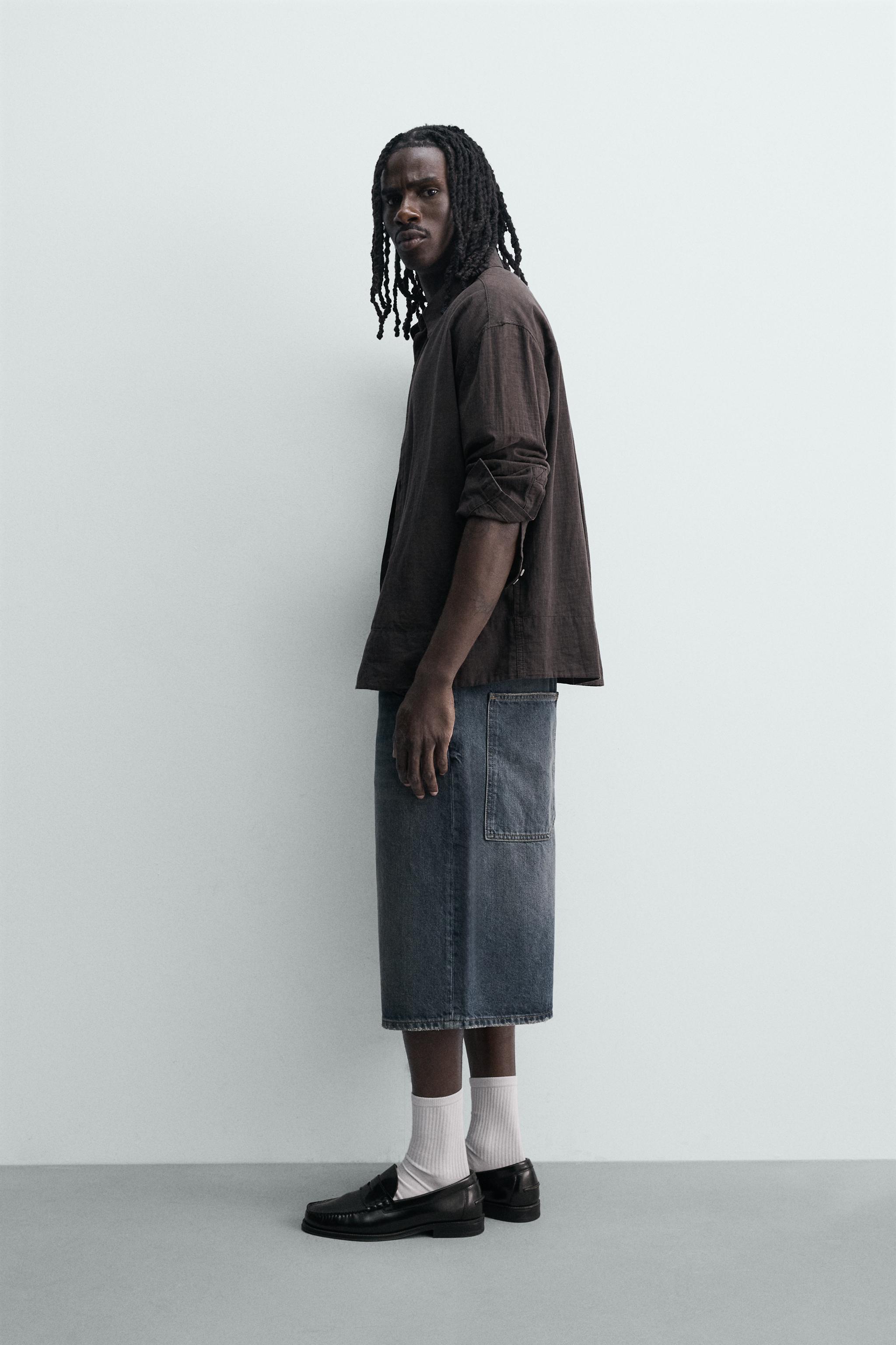 バギーフィットデニムバミューダパンツ - ブルー | ZARA Japan / 日本