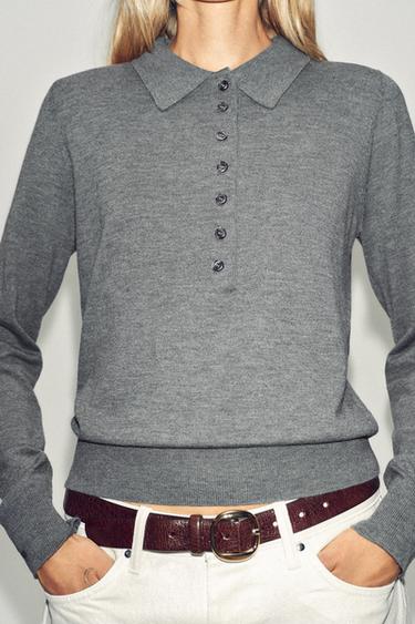 JERSEY POLO PUNTO LISO - Gris vigoré de Zara